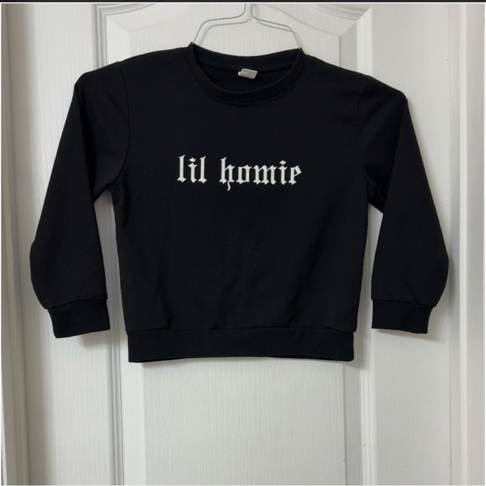Shein black lil homie kids sweatshirt size 120 (US 5T)